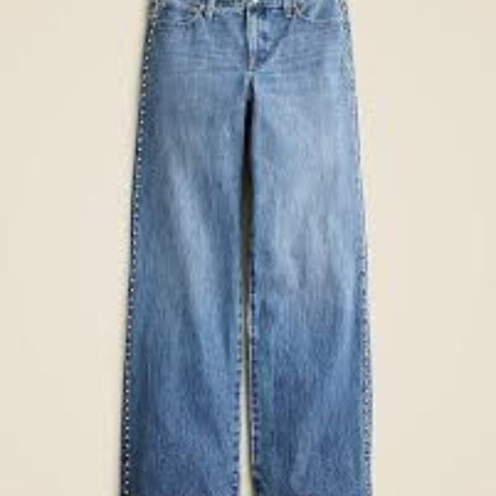 Jcrew Studded lower-rise wide-leg jean in 1984 rigid, NWT, size 29